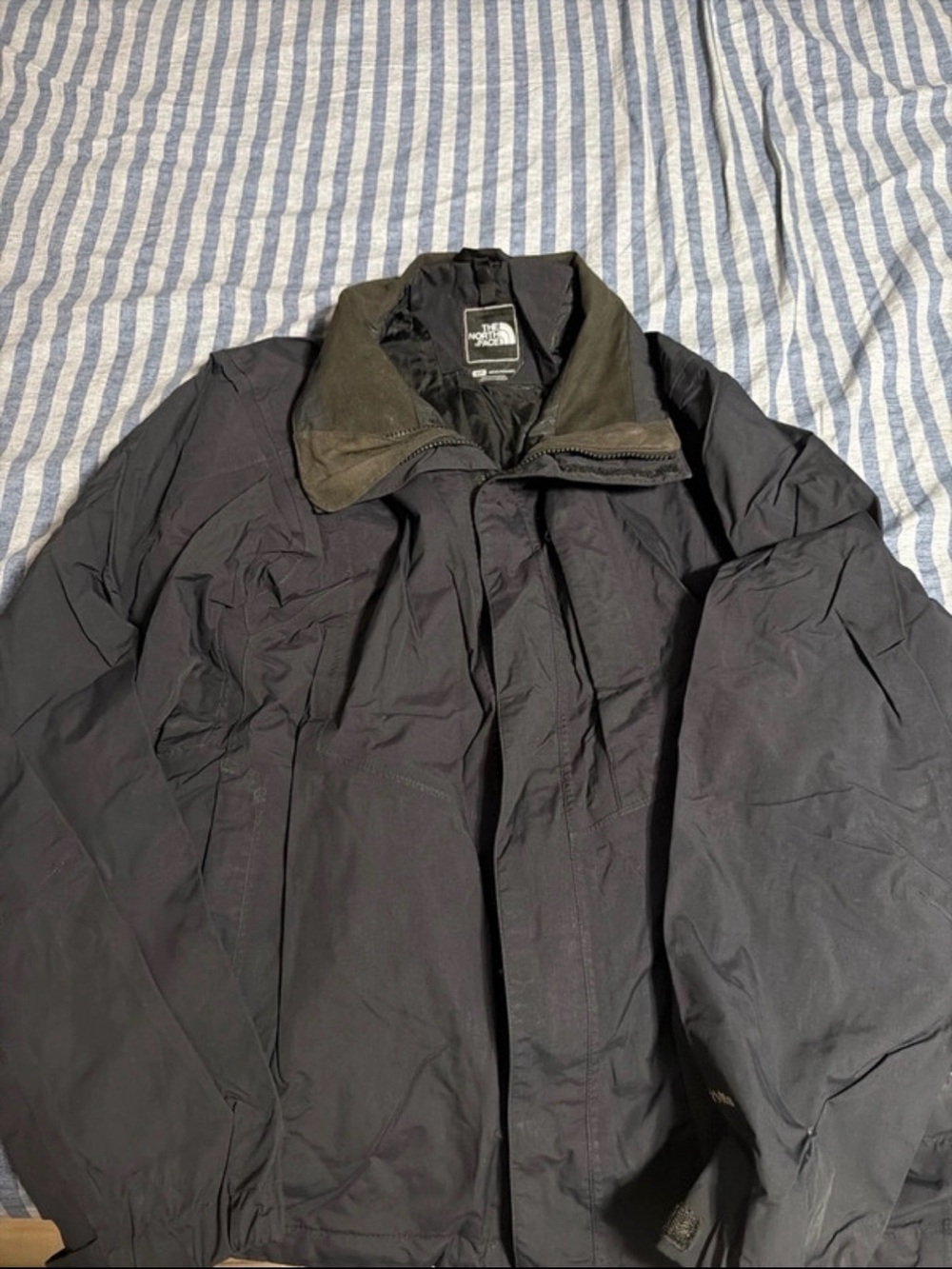 The North Face Men's Black Shell Jacket with Olive Collar